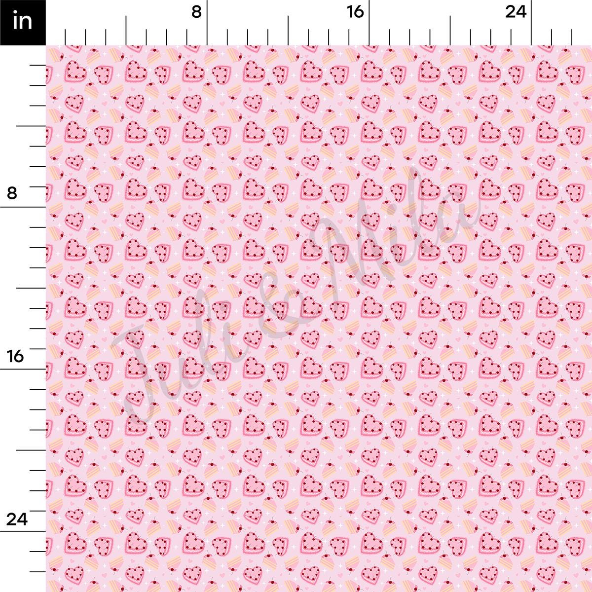 a ruler with a pink and red pattern on it