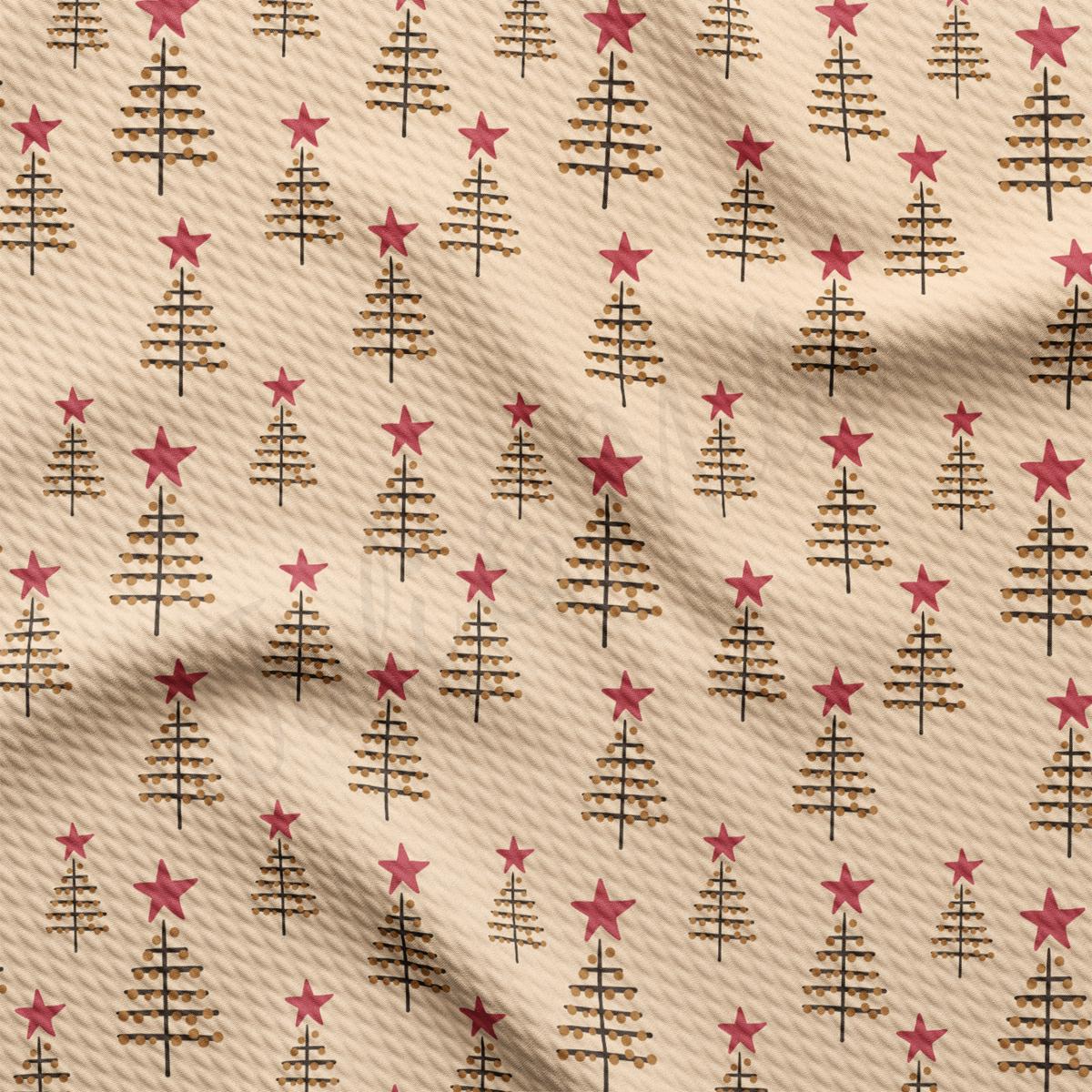 a white background with red stars and trees