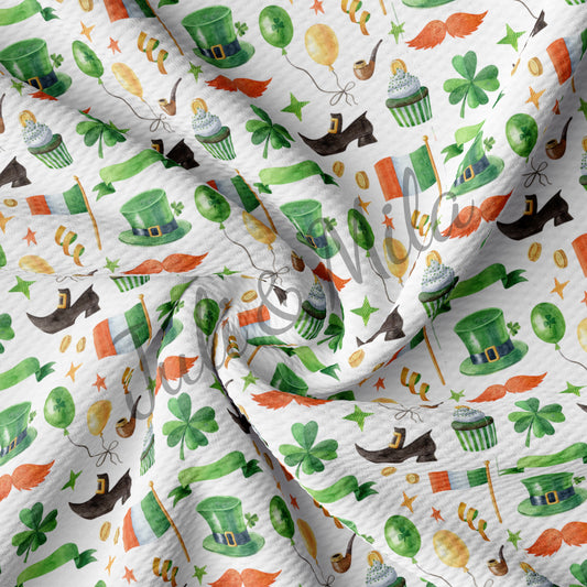 st Patrick’s day Printed Liverpool Bullet Textured Fabric  (p8)
