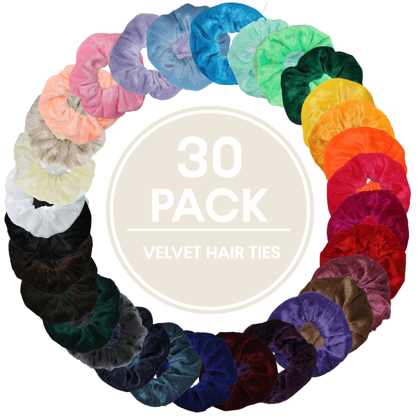 Velvet Scrunchies Pack - 30 Pcs Elastic Hair Bands for Women and Girls Scrunchy Hair Ties Scrunchies Ropes Hair Accessories