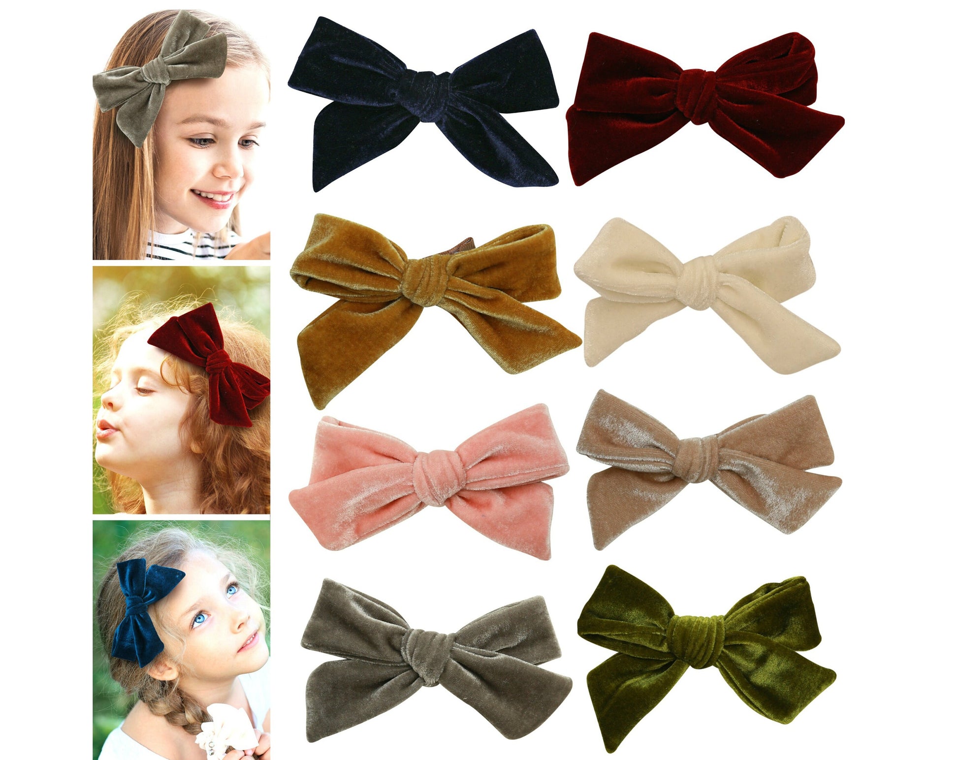 Velvet hair bow clips bows for toddlers girls, hair clip, Velvet