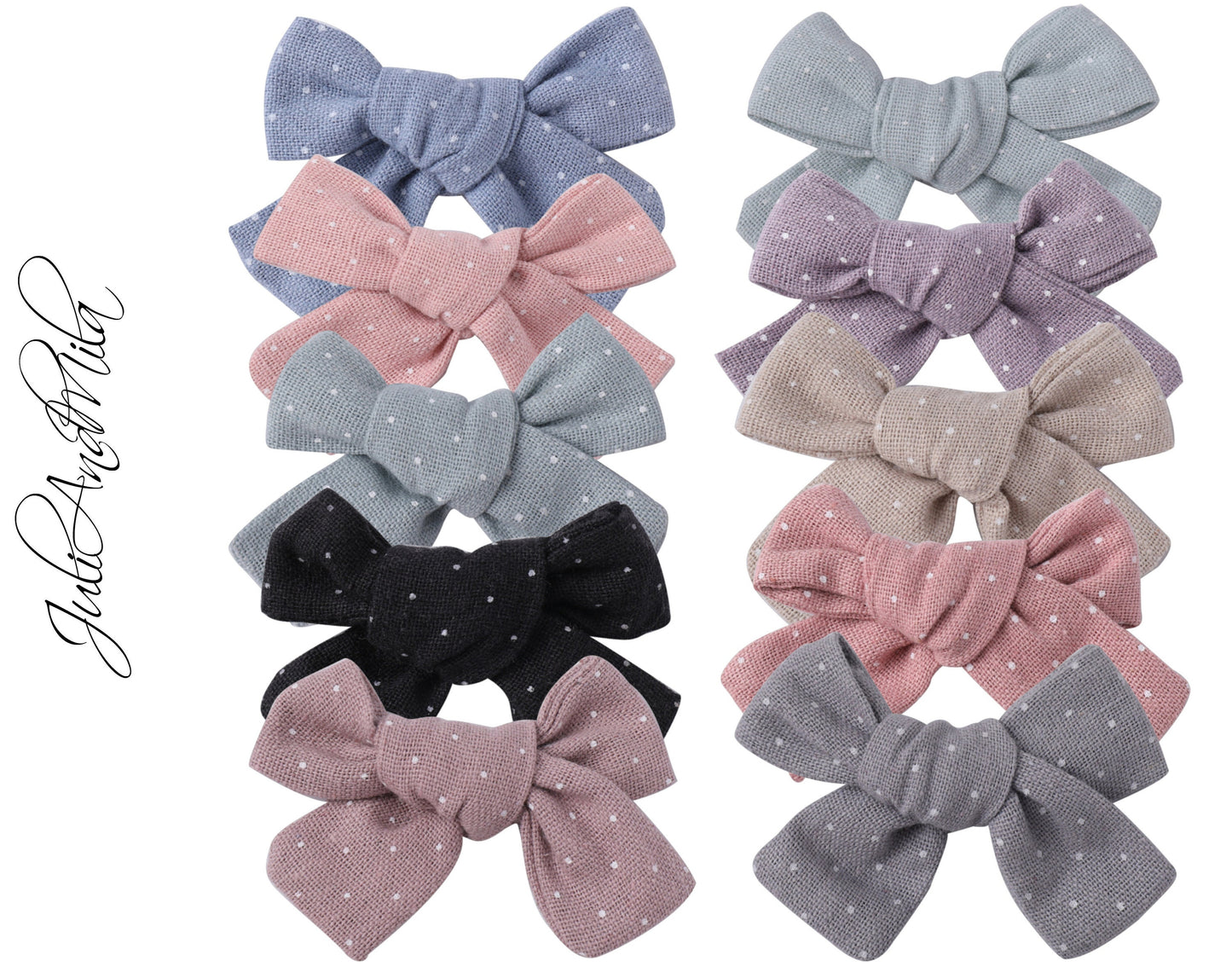 Polka Dot Linen hair bow clips bows for toddlers girls, school bow bows hair clips for girls barrettes alligator clip