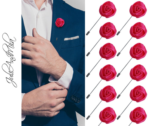 Flower Lapel Pin, Hot Pink Lapel Pin, Lapel Pin, Wedding Lapel Pin, Men Lapel Pin, Lapel Flower, Wedding Boutonniere, Gift, Men&#39;s Lapel