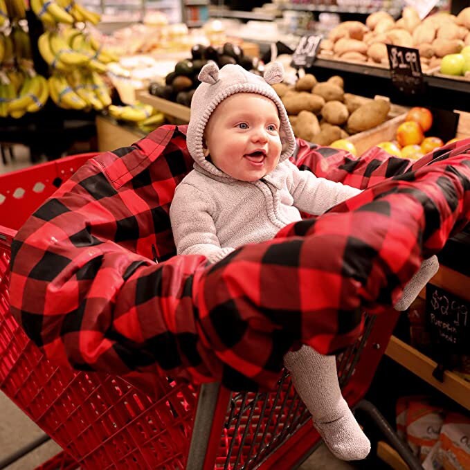 Shopping cart Covers for Baby, High Chair and Grocery Cover for Babies, Infants, Toddlers Trolley Seat for Boys and Girls (Buffalo Plaid)