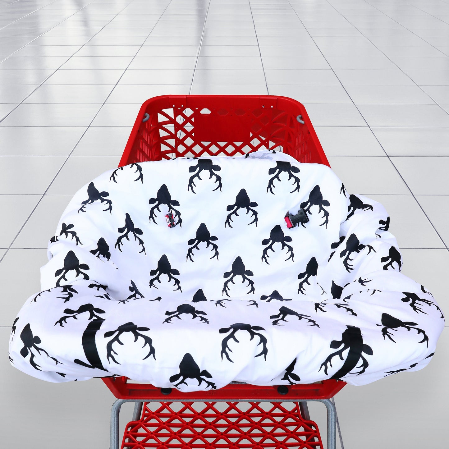 Shopping cart Covers for Baby, High Chair and Grocery Cover for Babies, Infants, Toddlers Trolley Seat for Boys and Girls Black White Antler