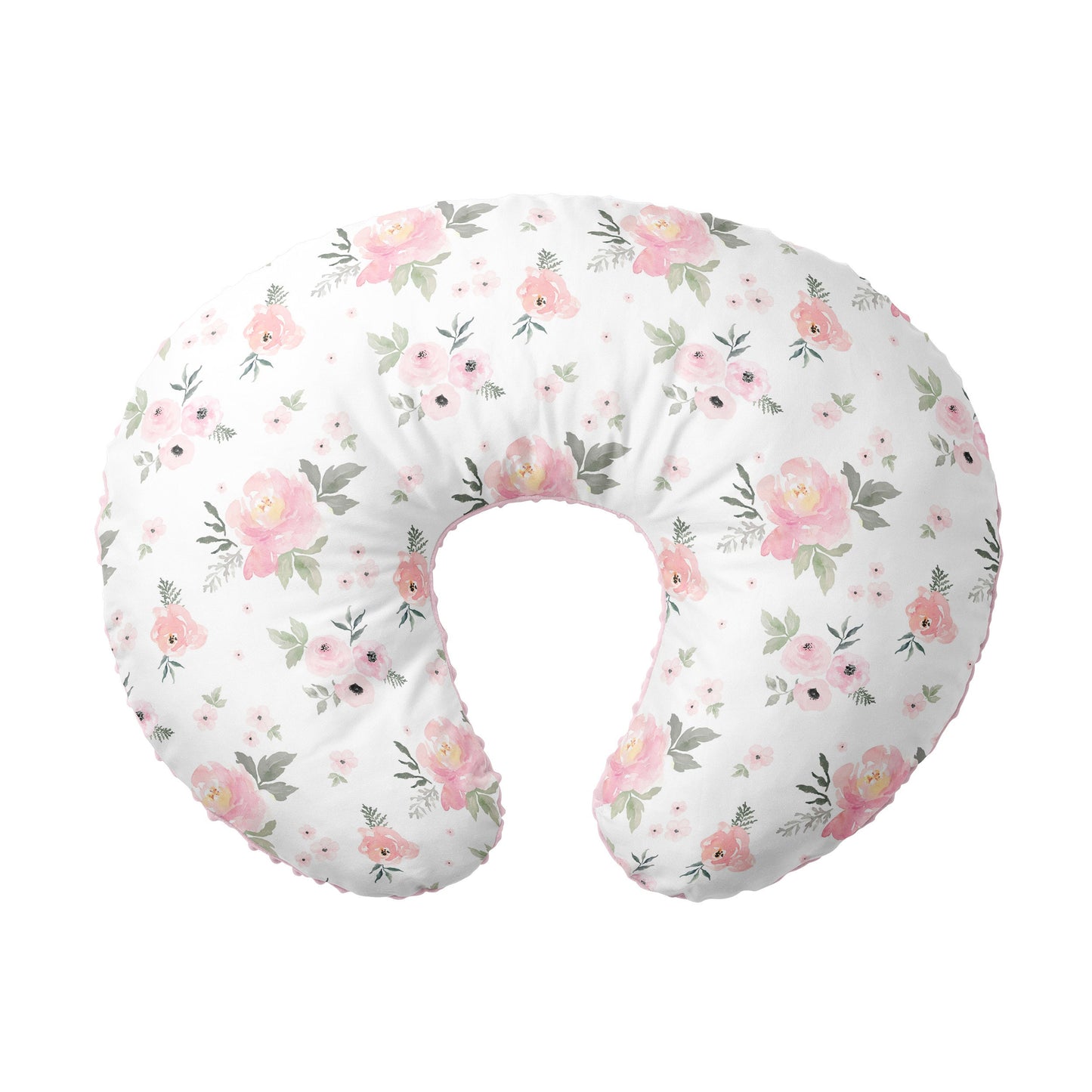 Nursing Pillow Cover,100% Cotton, Slipcover Minky Girl - Nursery Decor for Baby Girls Pillow Cover Watercolor Floral (Sweet Blush Roses)