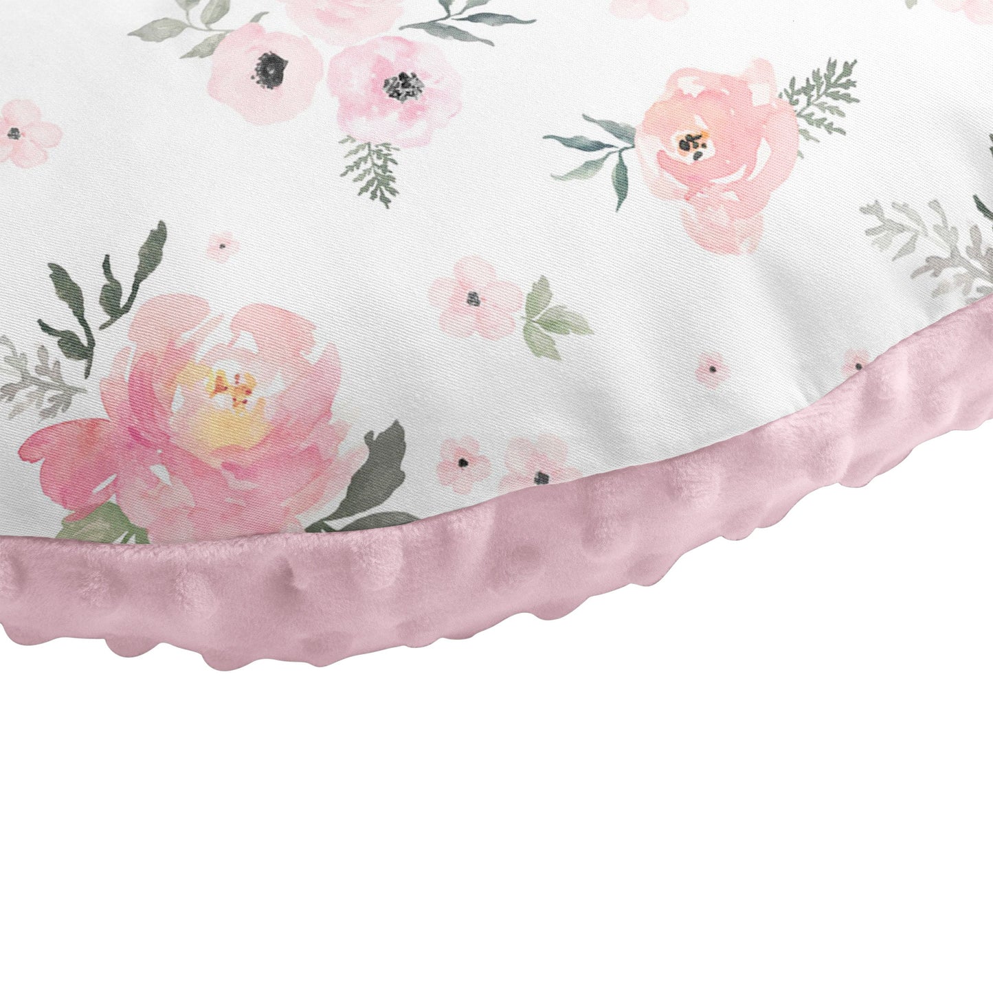 Nursing Pillow Cover,100% Cotton, Slipcover Minky Girl - Nursery Decor for Baby Girls Pillow Cover Watercolor Floral (Sweet Blush Roses)