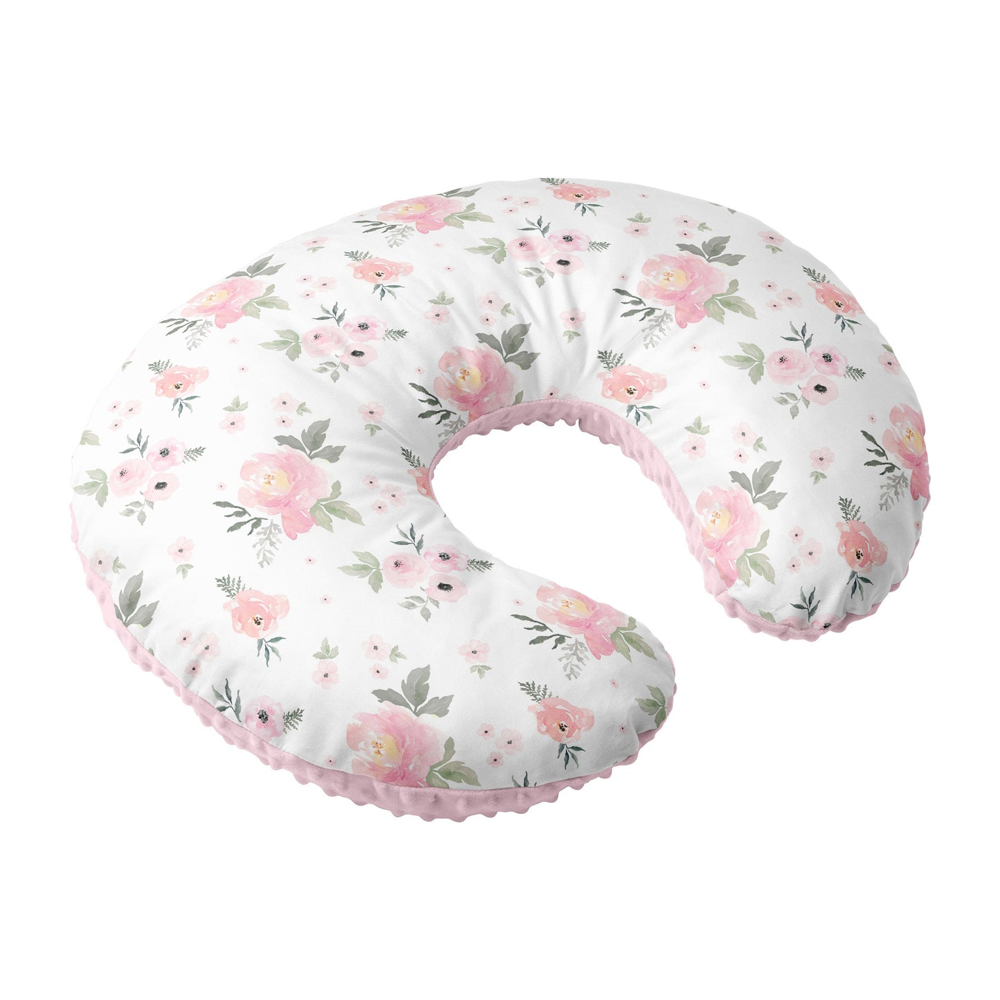 Nursing Pillow Cover,100% Cotton, Slipcover Minky Girl - Nursery Decor for Baby Girls Pillow Cover Watercolor Floral (Sweet Blush Roses)