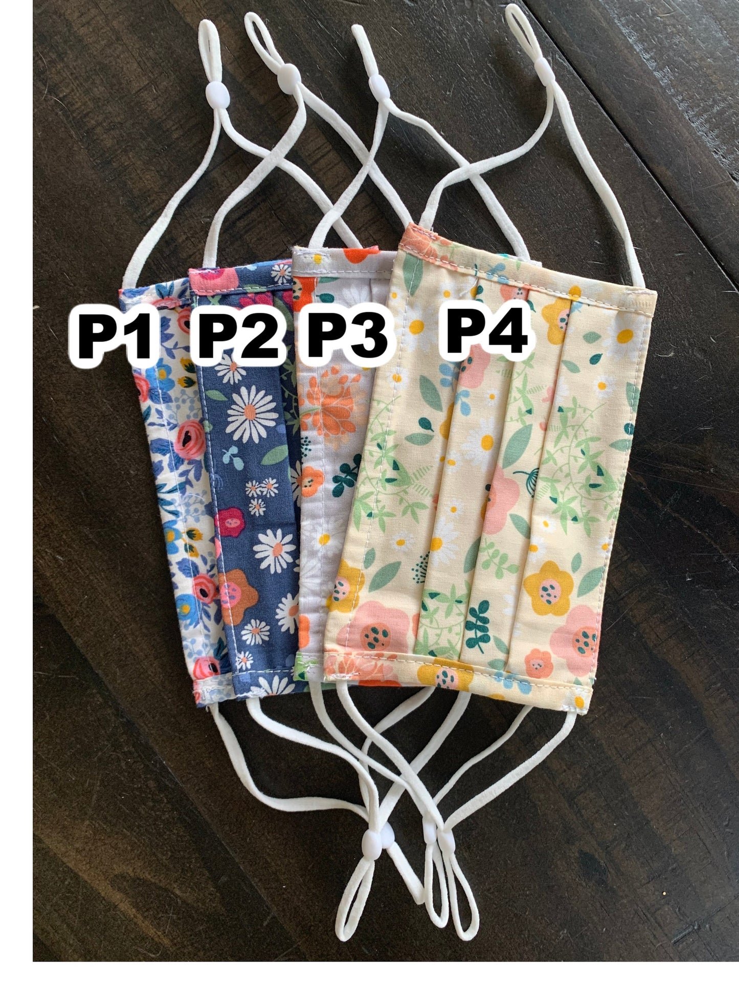 Face Mask for kids with Nose Wire Adjustable Ear Loops  Covering Fabric Washable 100% Breathable Three Layer Floral Reusable