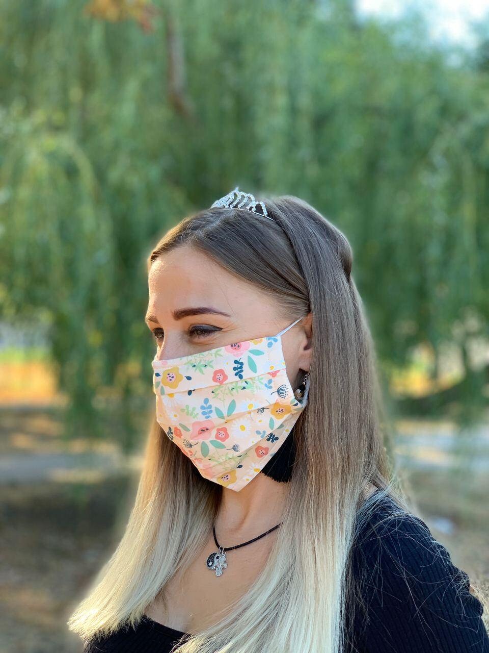 Covering Fabric Washable 100% Cotton Face Mask with Nose Wire Adult Breathable Double Layer Floral Reusable For Women Adjustable Ear Loops