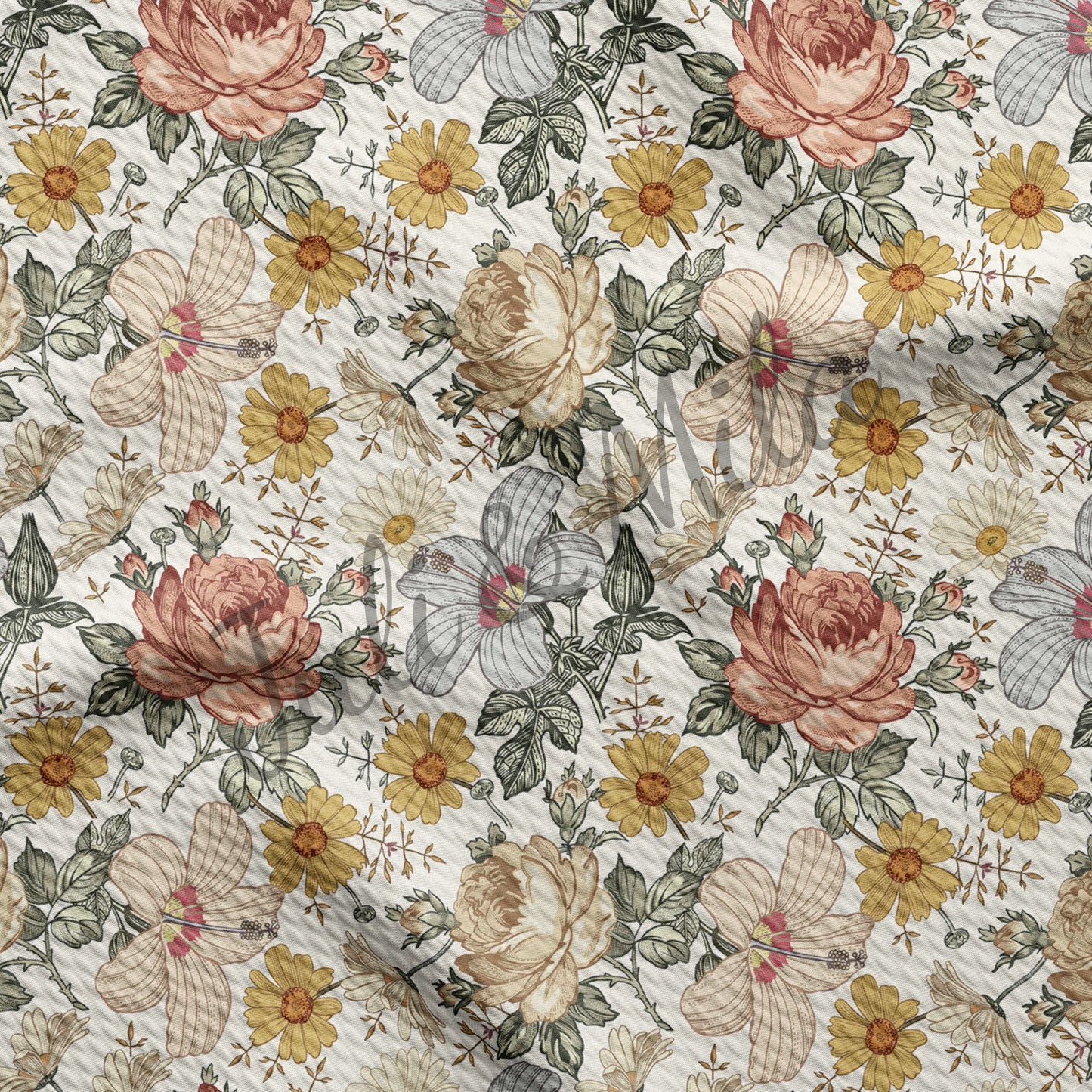 Floral  Bullet Textured Fabric  Roses(F12)