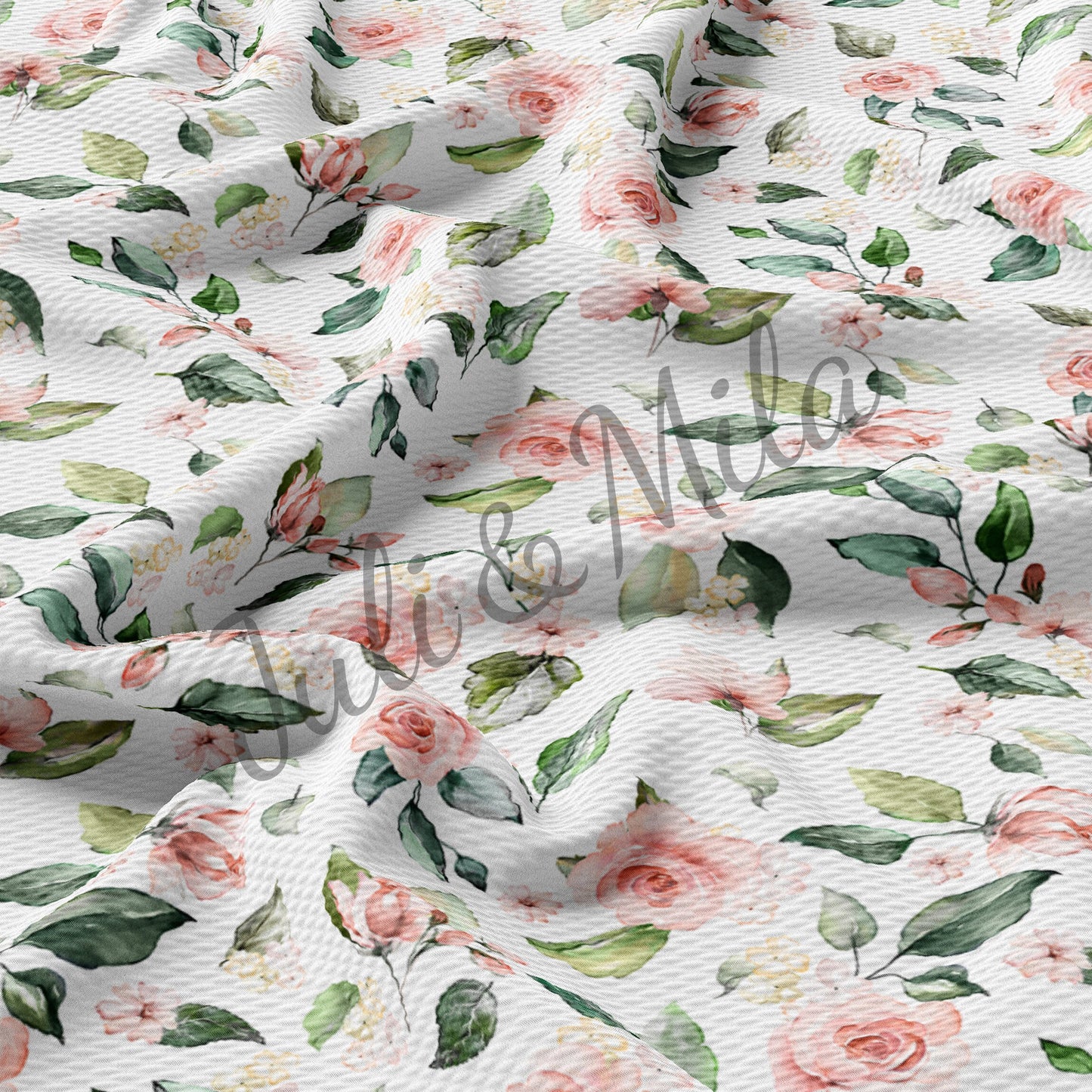 Bullet Textured Fabric Coral roses (F40)
