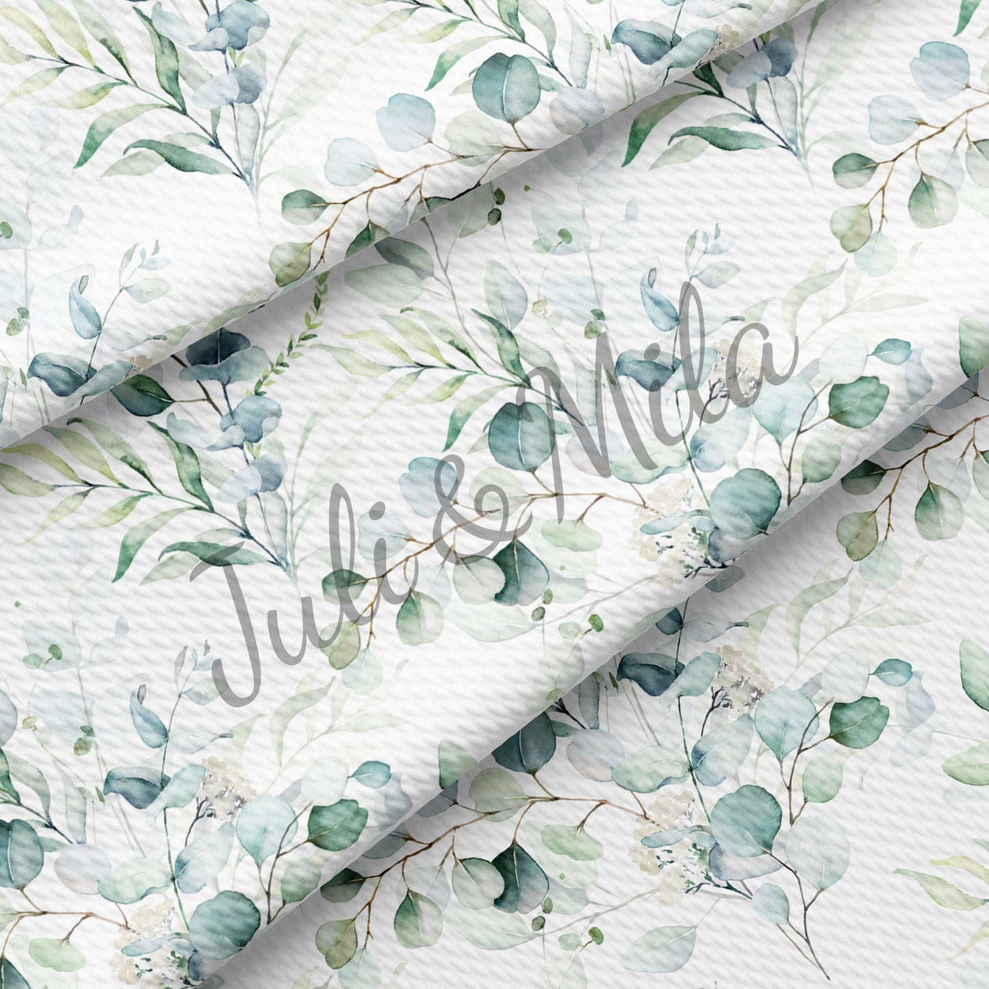 Printed Floral Bullet Textured Fabric  Greenery (F11)