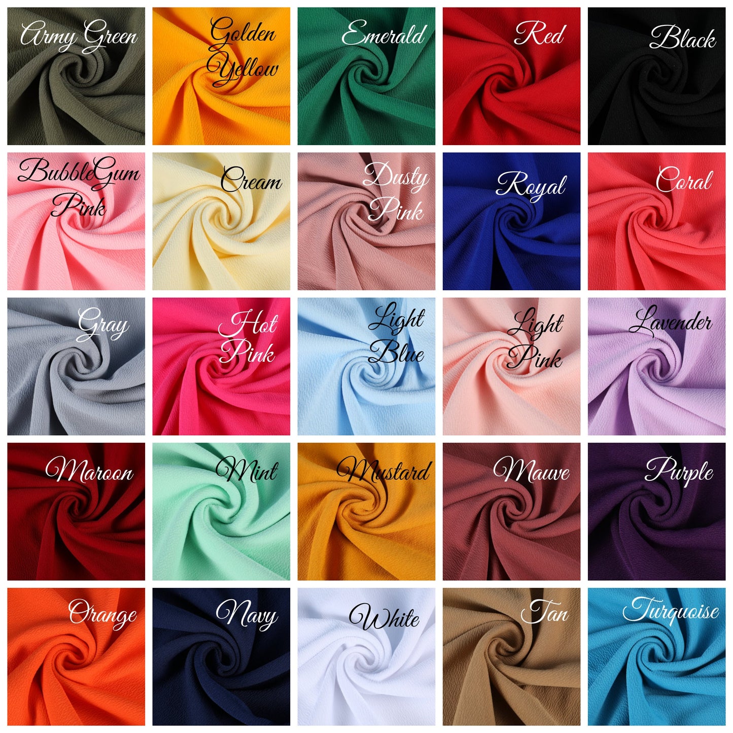 NEW STYLE 25 Colors - 1 Yard - Bundle Mix Liverpool Fabric 4 Way Stretch Solid Strip Thick Knit Jersey Fabric for Bows Grab Bag Sampler