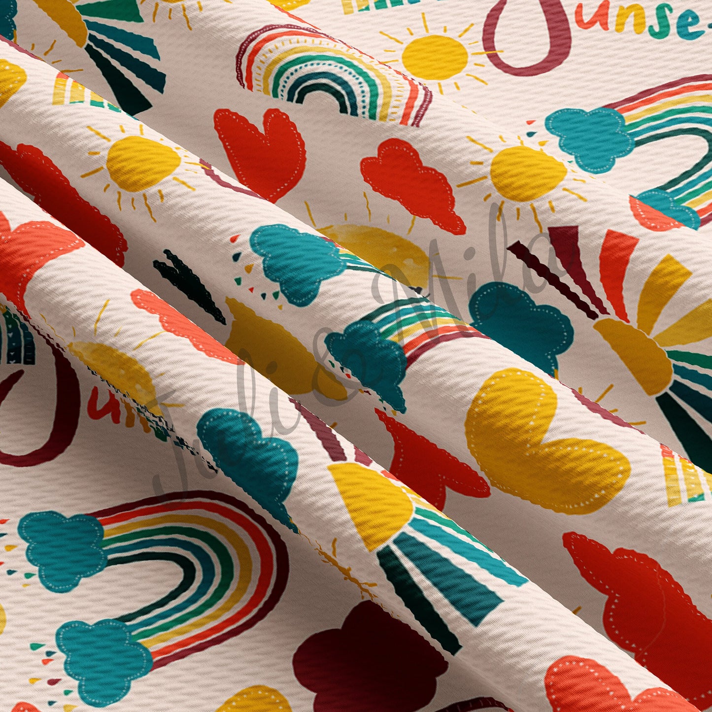 Printed Liverpool Bullet Textured Fabric by the yard 4 Way Stretch Solid Strip Thick Liverpool Fabric (Rainbow9)