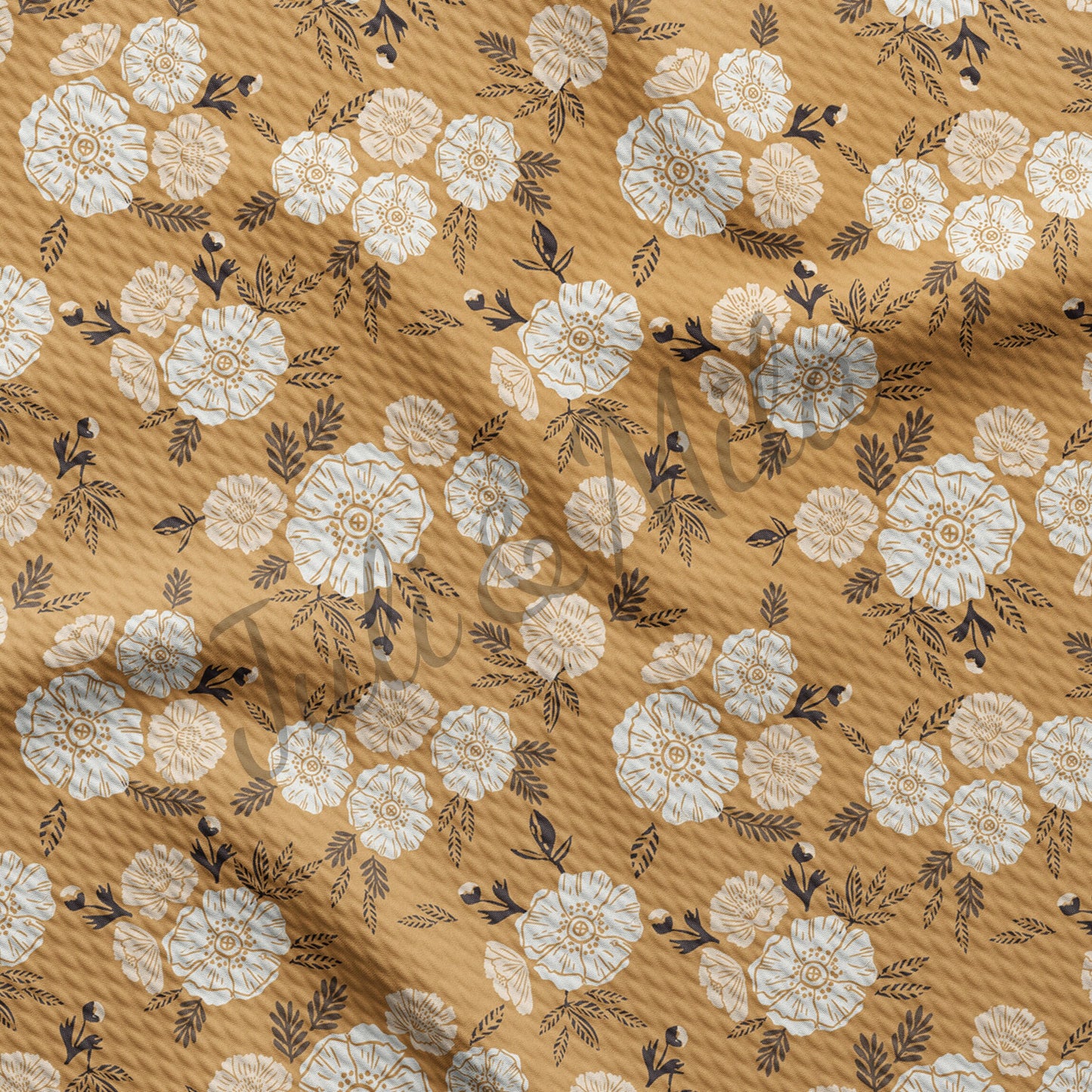 Floral Printed Liverpool Bullet Textured Fabric by the yard 4 Way Stretch Solid Strip Thick Knit Jersey Liverpool Fabric Floral55