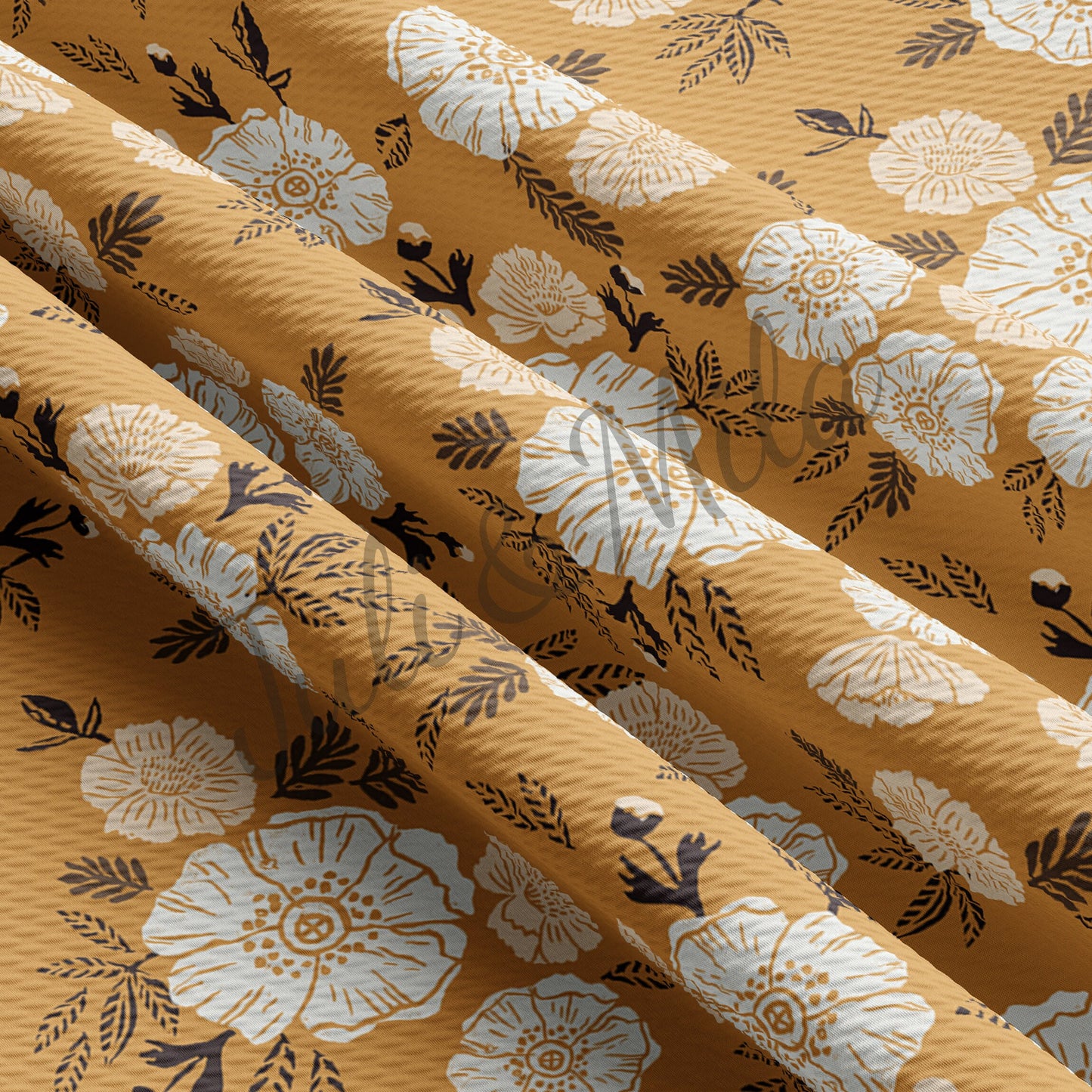Floral Printed Liverpool Bullet Textured Fabric by the yard 4 Way Stretch Solid Strip Thick Knit Jersey Liverpool Fabric Floral55