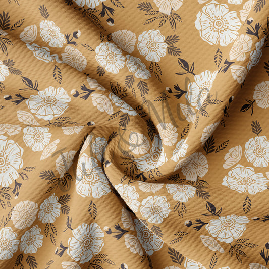 Floral Printed Liverpool Bullet Textured Fabric by the yard 4 Way Stretch Solid Strip Thick Knit Jersey Liverpool Fabric Floral55