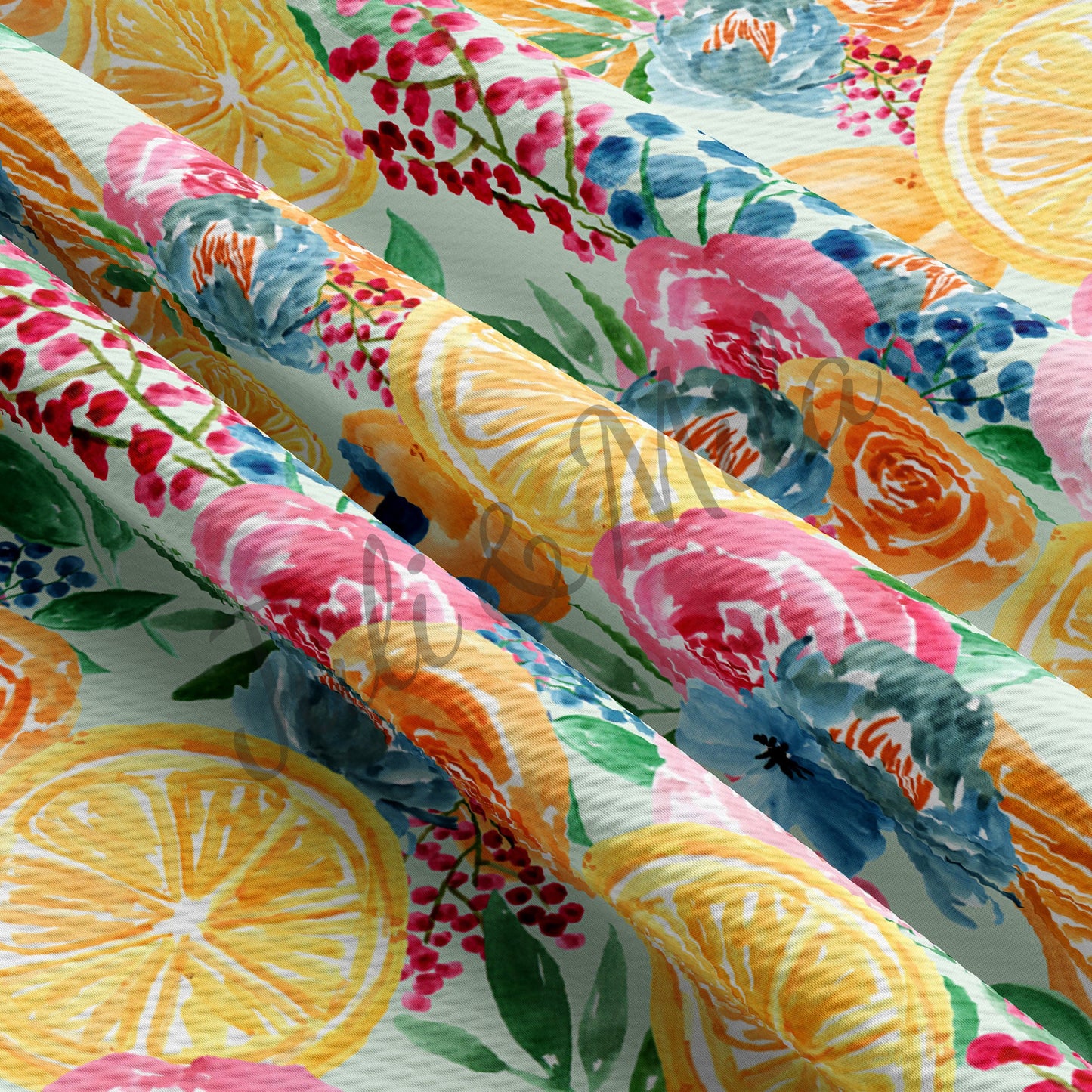 Floral Printed Liverpool Bullet Textured Fabric by the yard 4 Way Stretch Solid Strip Thick Knit Jersey Liverpool Fabric Floral94