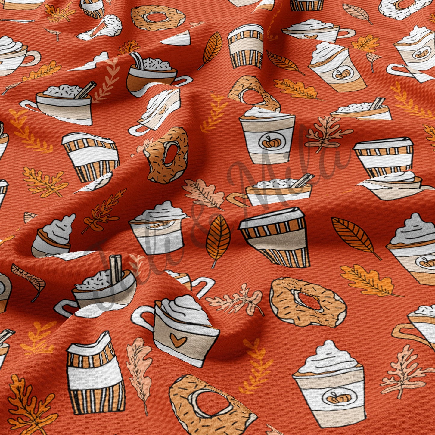 Coffee Printed Liverpool Bullet Textured Fabric  coffeetime