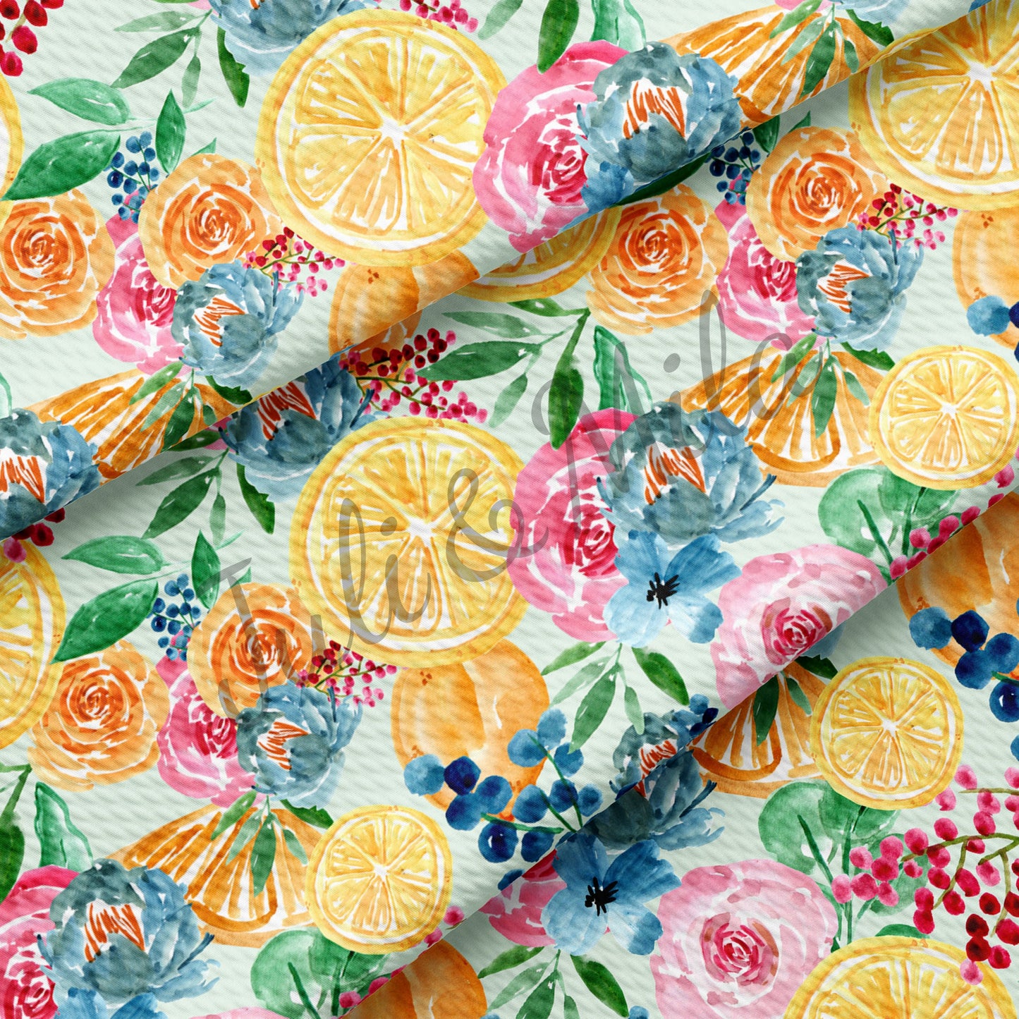 Floral Printed Liverpool Bullet Textured Fabric by the yard 4 Way Stretch Solid Strip Thick Knit Jersey Liverpool Fabric Floral94