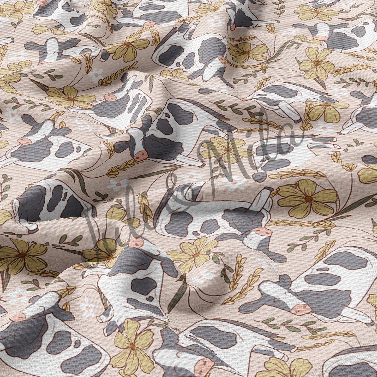 Cow Printed Liverpool Bullet Textured Fabric AA68