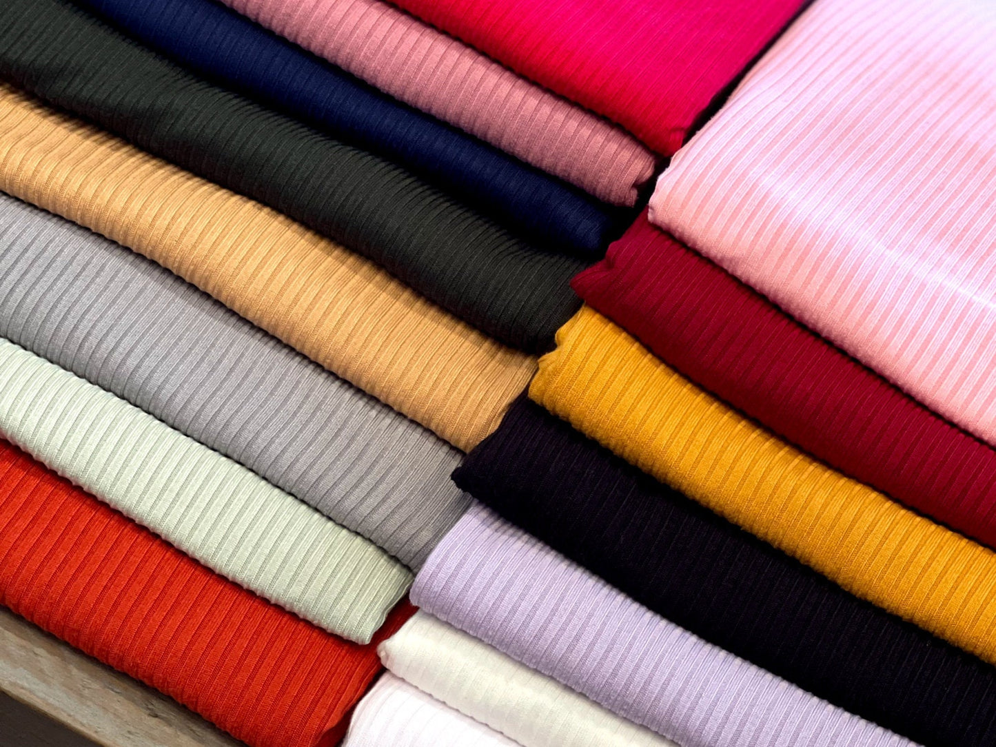 Raspberry  Rib Knit Fabric by the Yard Ribbed Jersey Stretchy Soft Polyester Stretch Fabric 1 Yard