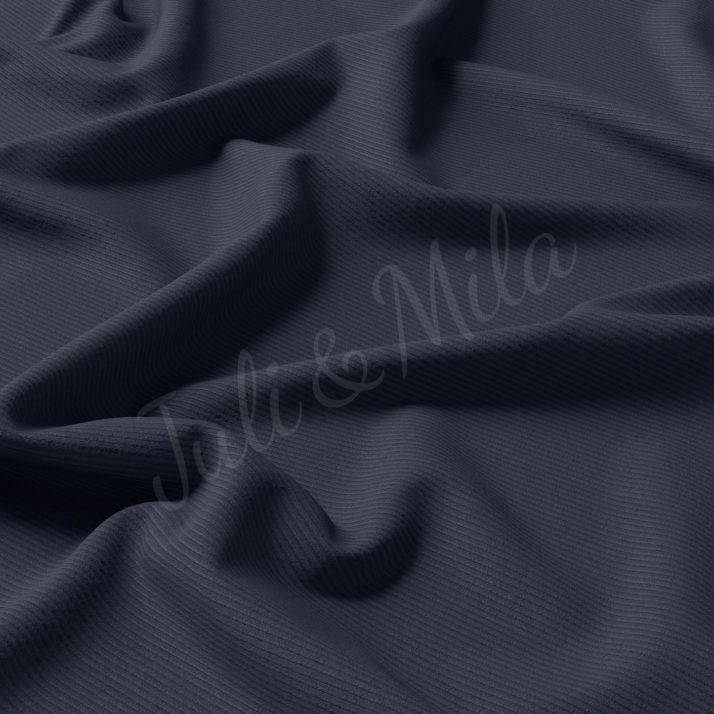 Navy Rib Knit Fabric by the Yard Ribbed Jersey Stretchy Soft Polyester Stretch Fabric 1 Yard