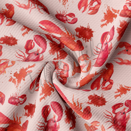 Printed Liverpool Bullet Textured Fabric Lobster AA56