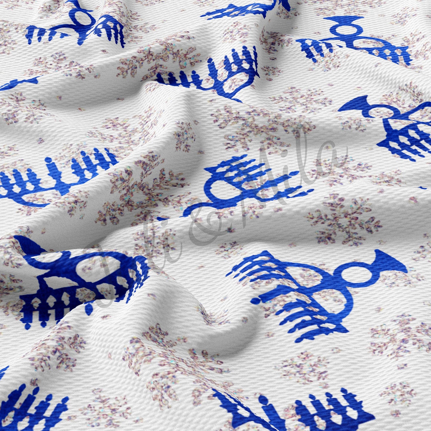 Hanukkah Liverpool Bullet Textured Fabric by the yard 4Way Stretch Solid Strip Thick Knit Jersey Liverpool Fabric christmaseries202
