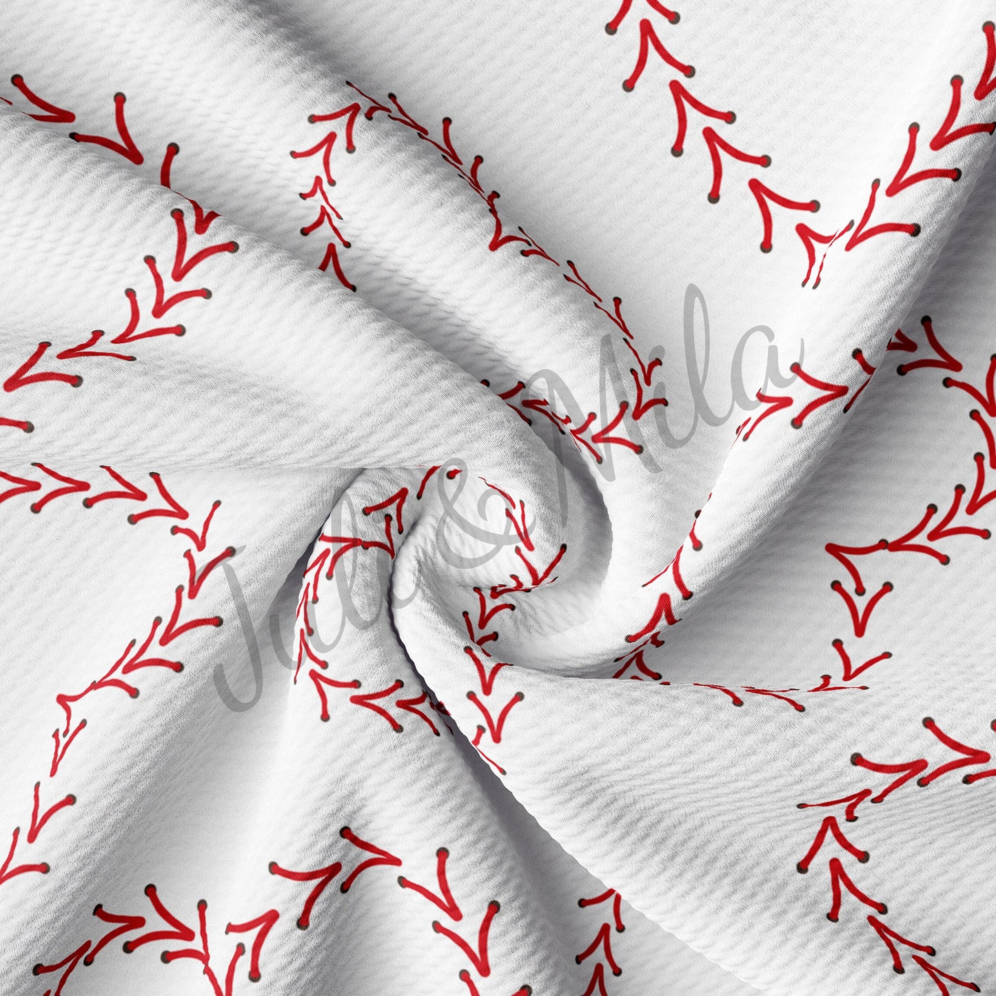 Baseball Hearts Bullet Textured Fabric AA328
