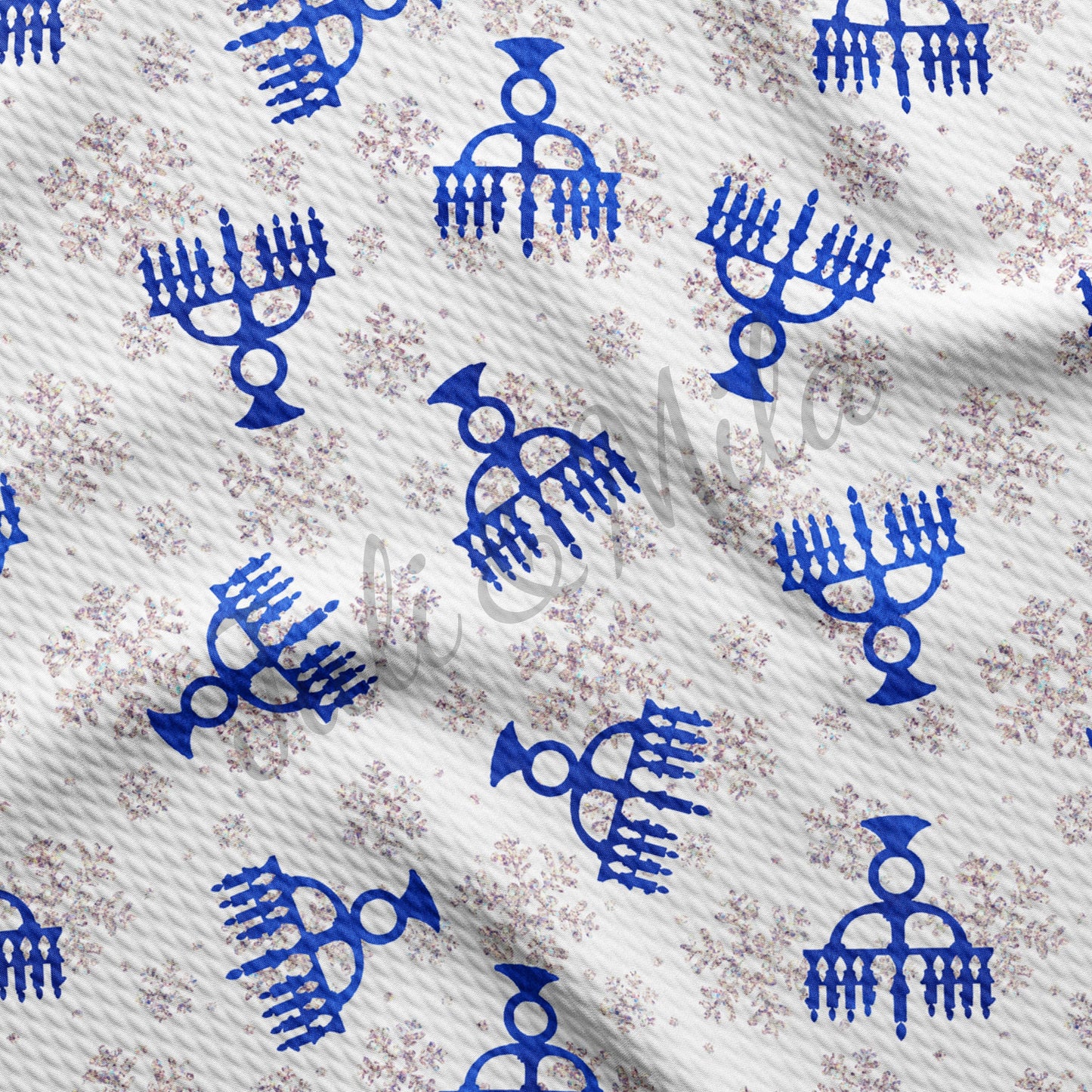 Hanukkah Liverpool Bullet Textured Fabric by the yard 4Way Stretch Solid Strip Thick Knit Jersey Liverpool Fabric christmaseries202
