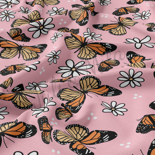 Rib Knit Fabric  Butterflies4