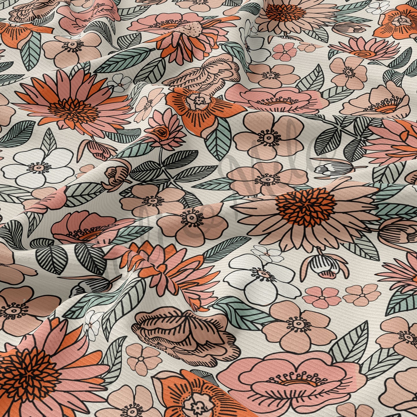 Rib Knit Fabric floral56