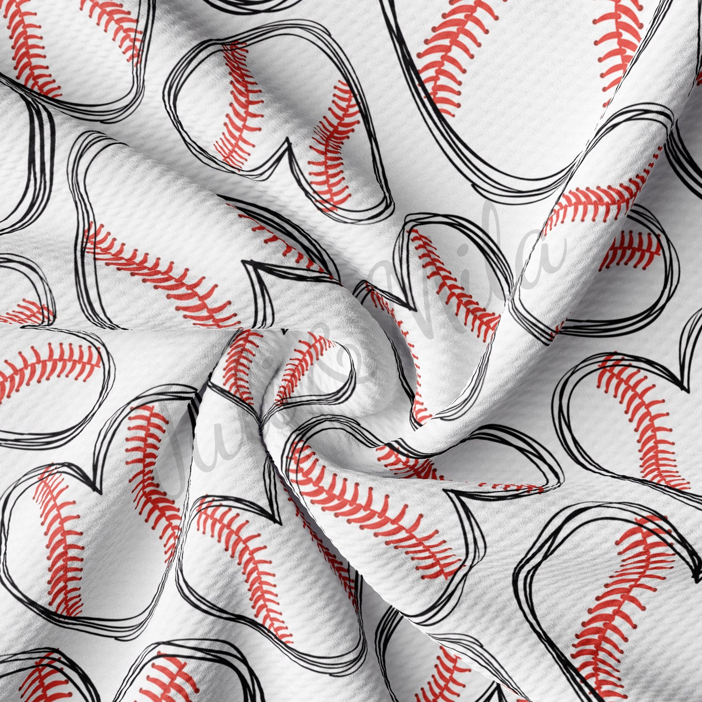 Baseball Hearts  Bullet Textured Fabric  AA227