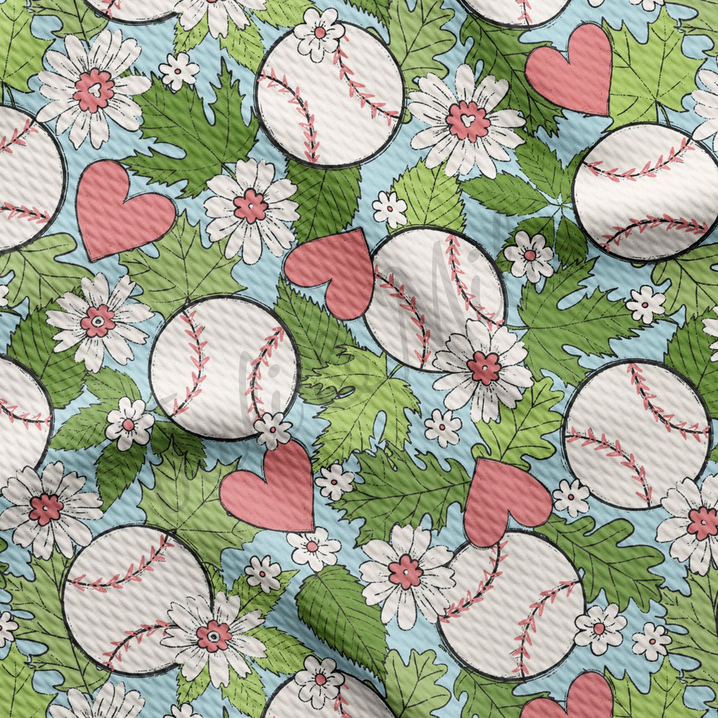 Floral Baseball Bullet Fabric AA229