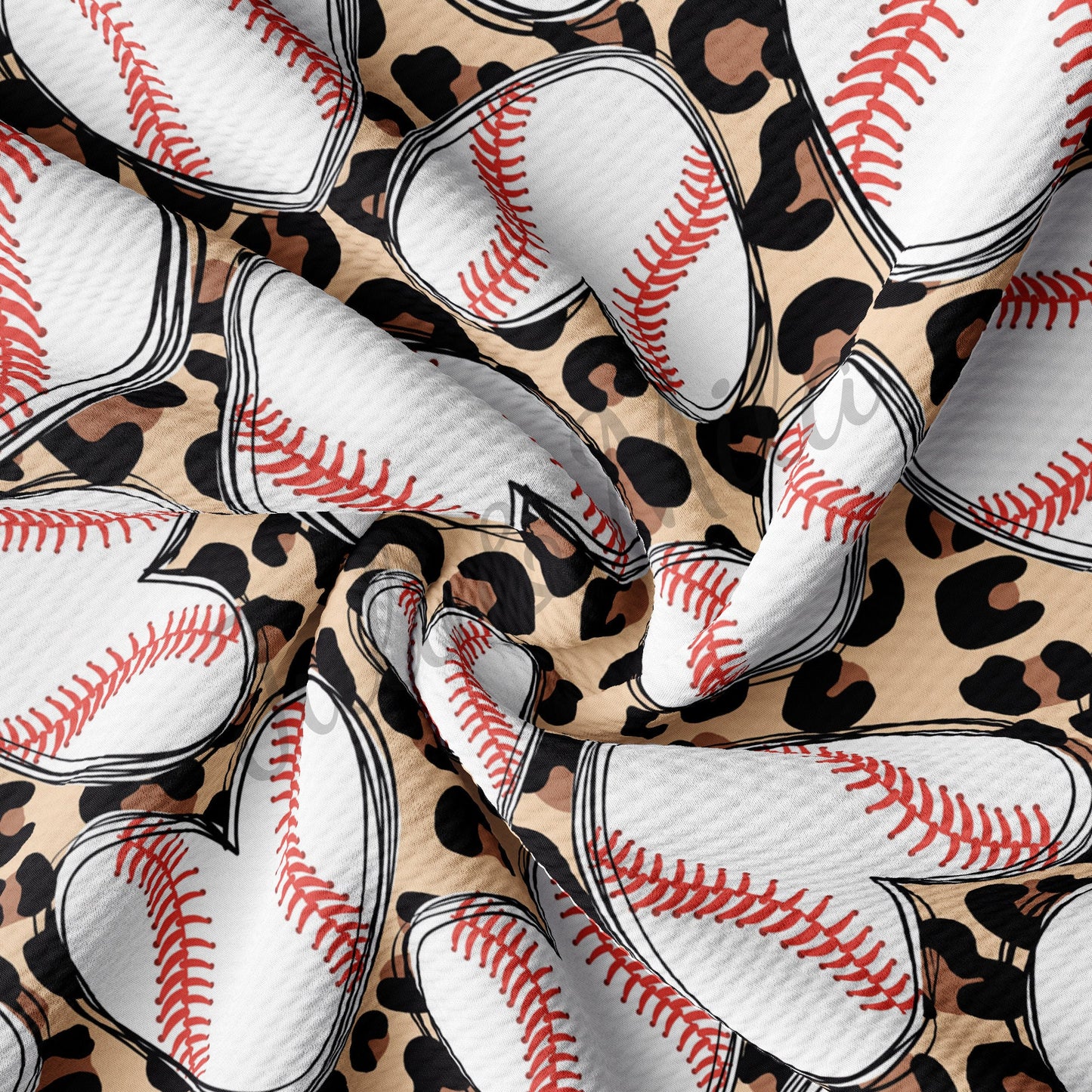 Baseball Hearts Bullet Fabric AA318