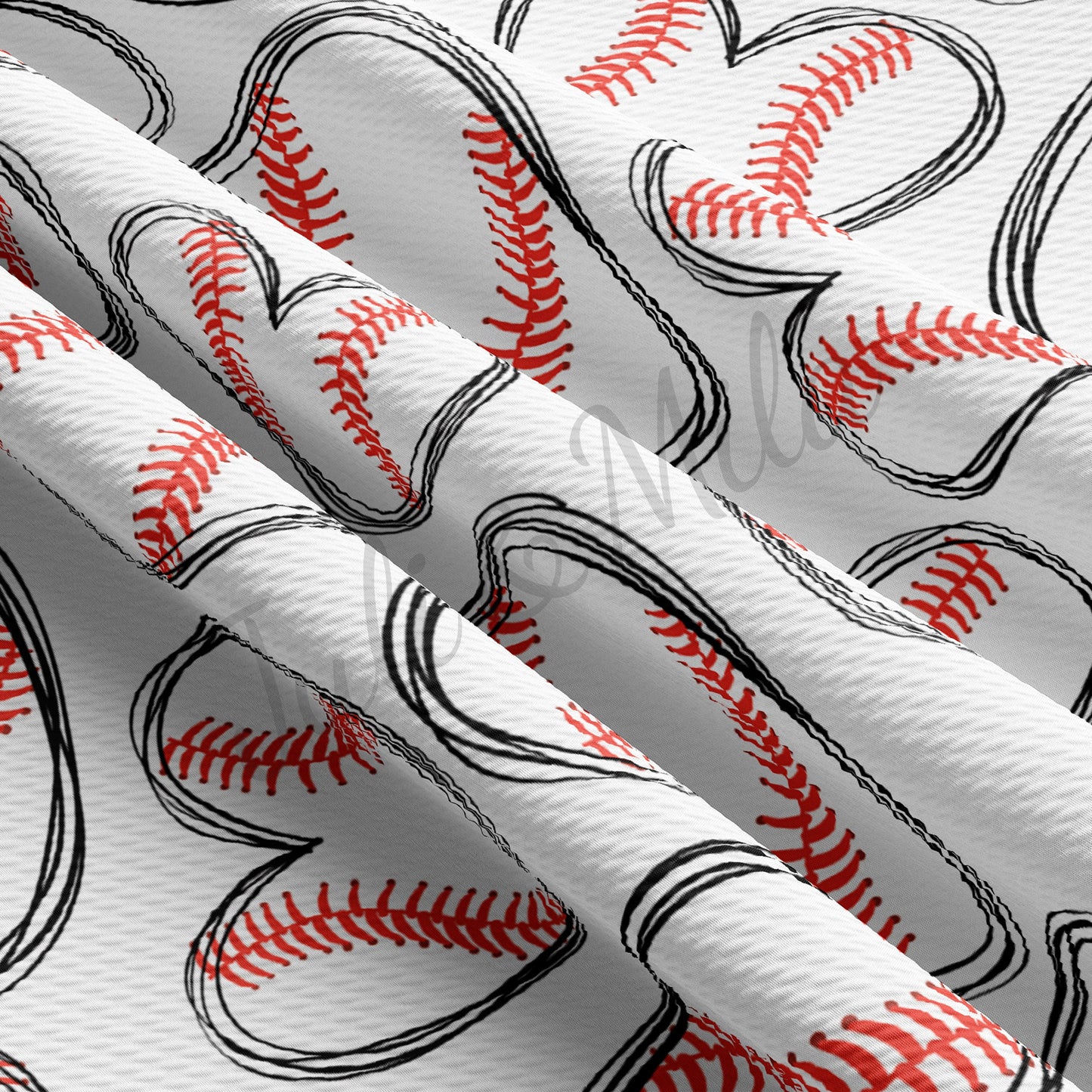 Baseball Hearts  Bullet Textured Fabric  AA227