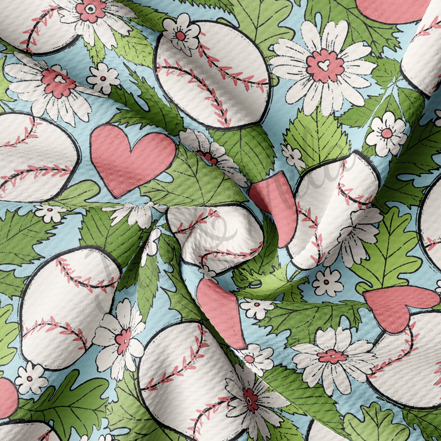 Floral Baseball Bullet Fabric AA229
