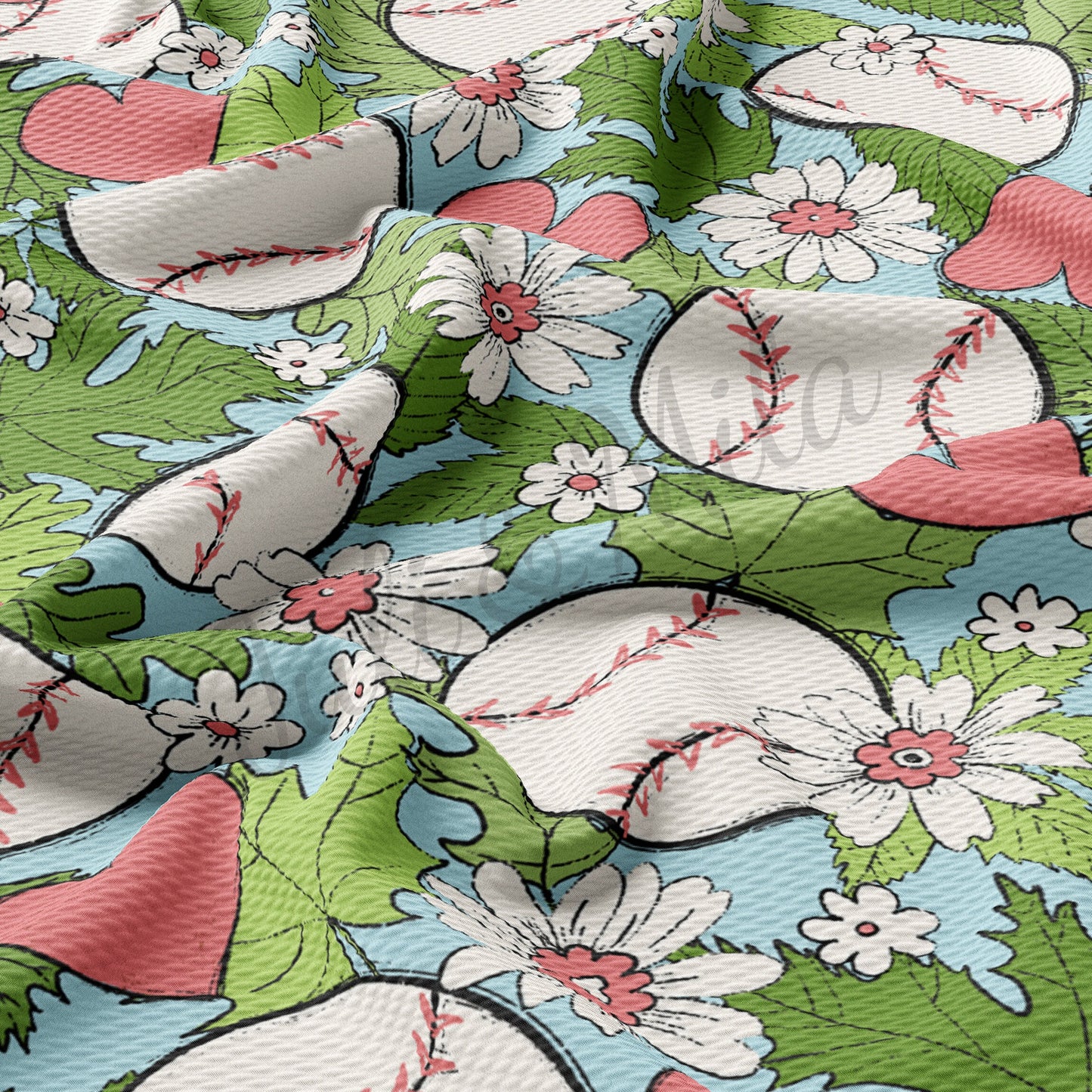 Floral Baseball Bullet Fabric AA229
