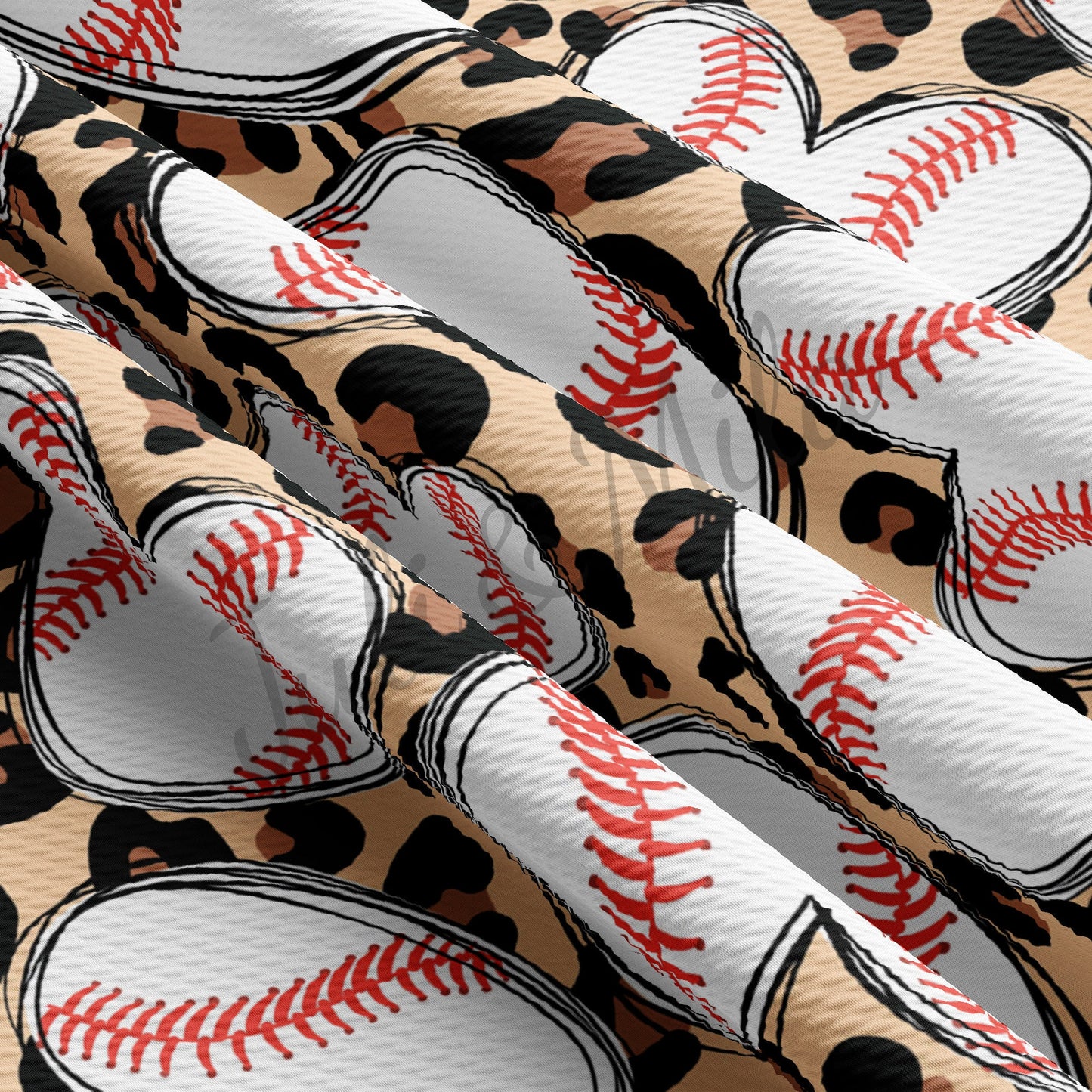 Baseball Hearts Bullet Fabric AA318