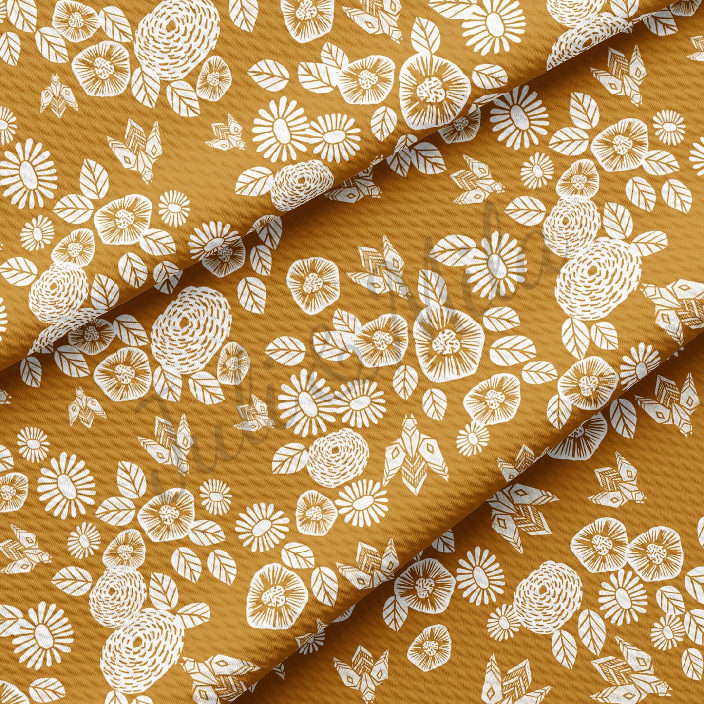 Mustard Floral Bullet Fabric AA426