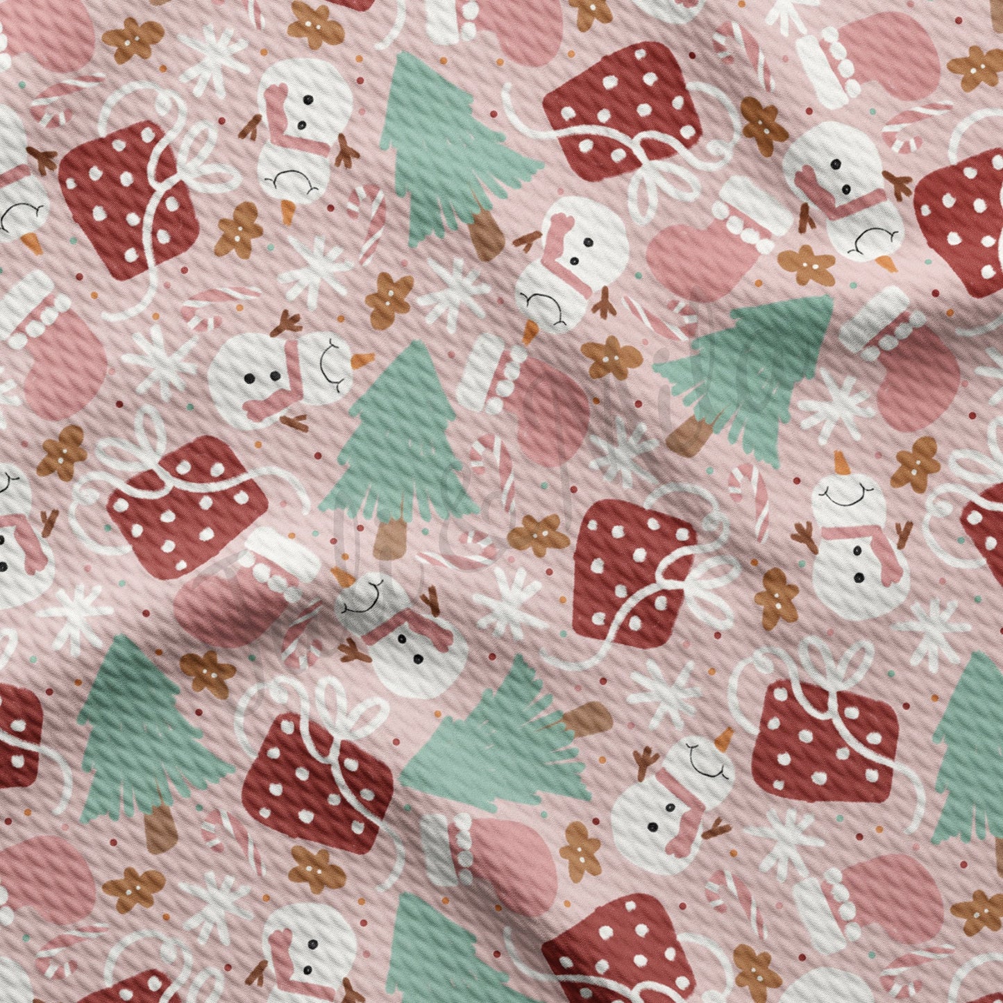 Pink Snowman Christmas Bullet Fabric AA720