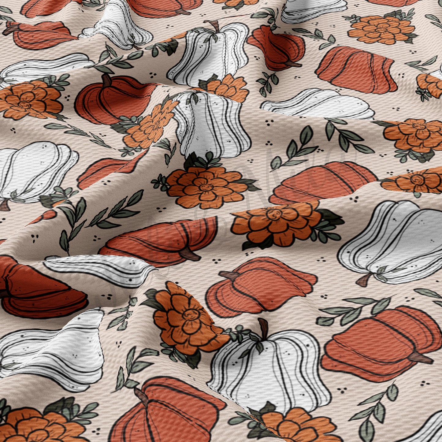 Floral Pumpkin Fall Bullet Fabric AA723