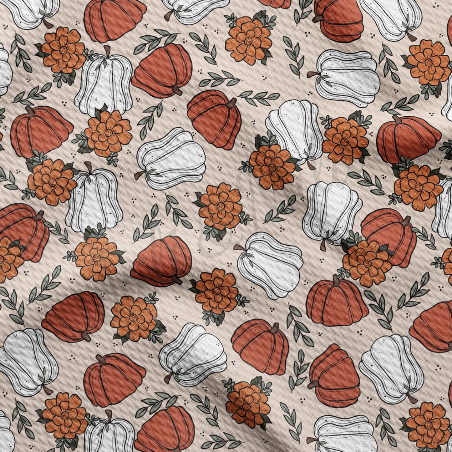 Floral Pumpkin Fall Bullet Fabric AA723