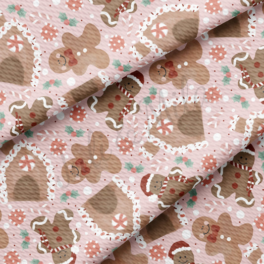 Gingerbread Pink Christmas Bullet Fabric AA719