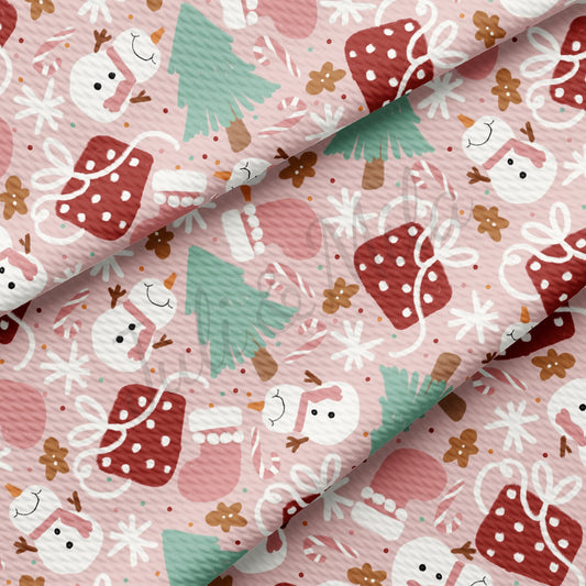Pink Snowman Christmas Bullet Fabric AA720