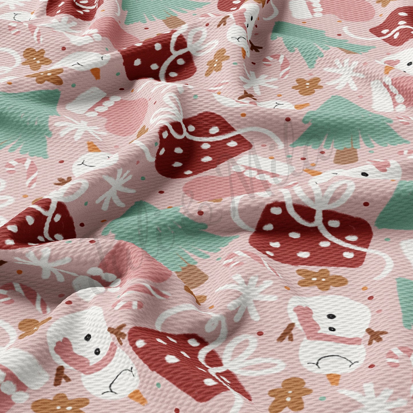 Pink Snowman Christmas Bullet Fabric AA720