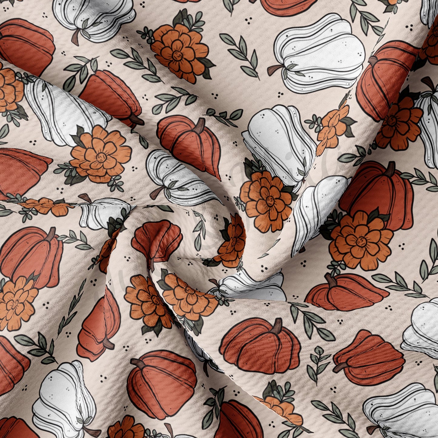 Floral Pumpkin Fall Bullet Fabric AA723