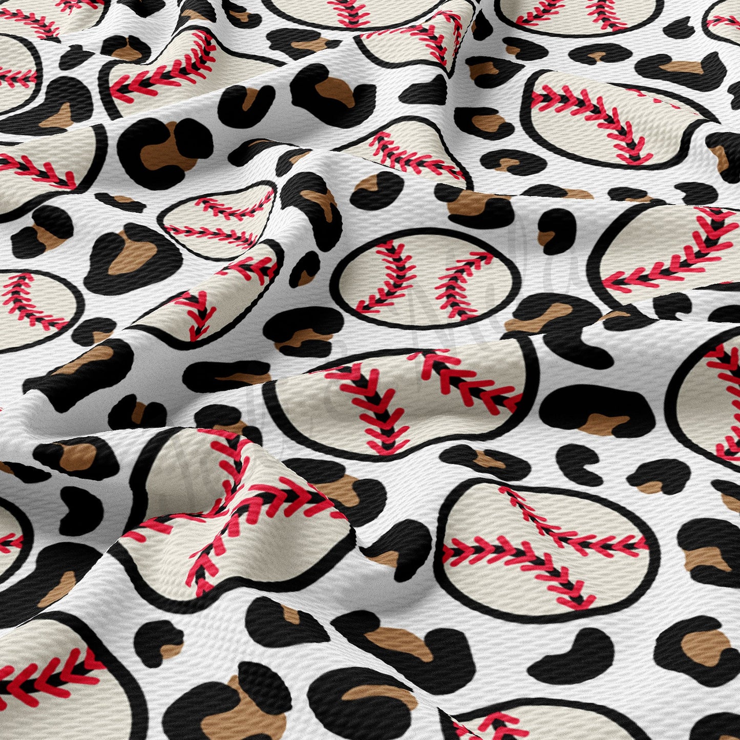 Baseball Cheetah Leopard Bullet Textured Fabric AA932
